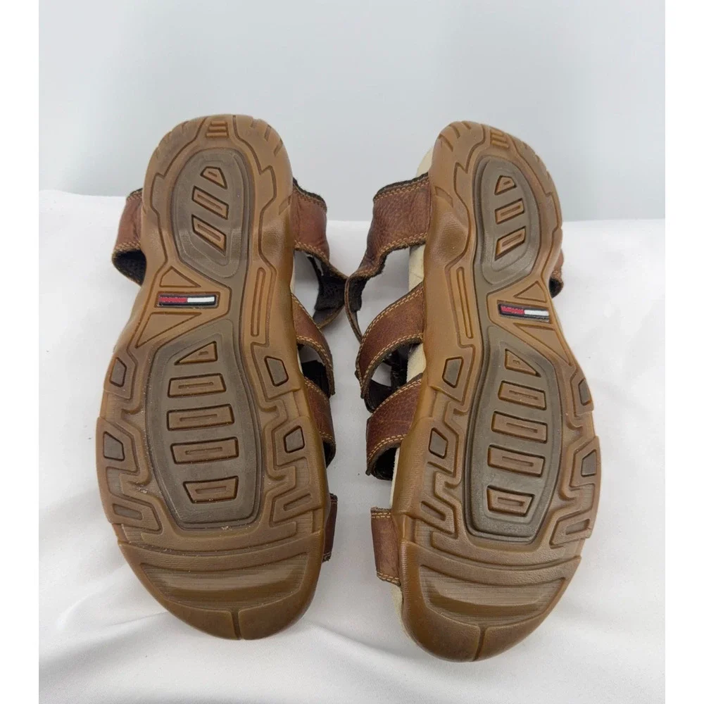 Early 2000s Tommy Hilfiger Brown Leather Fisherman Sandals Adjustable 11.5